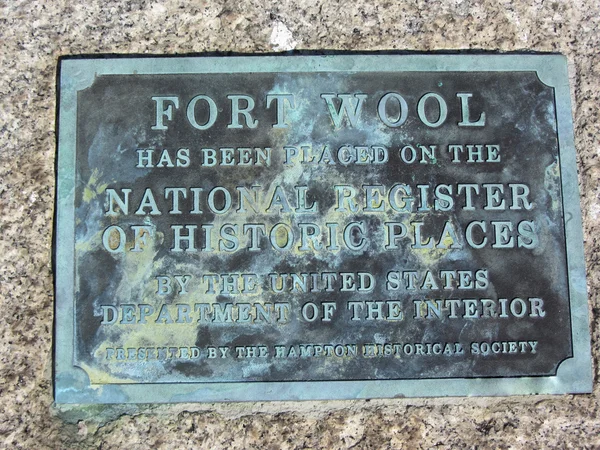 Histórico Fort Wool Hampton Virginia Plaque — Fotografia de Stock