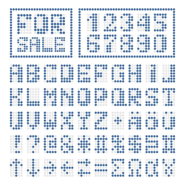 Noktalı yazı tipi alfabe dijital harfler ve sayılar — Stok Vektör