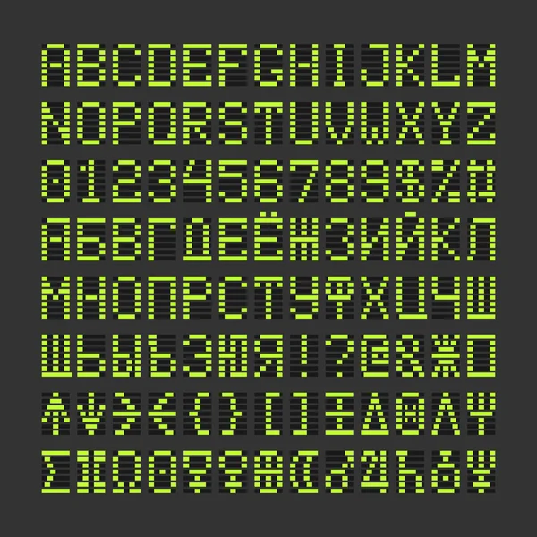 スコア表デジタル文字、数字および惑星 — ストックベクタ