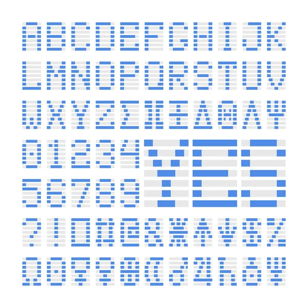 Mavi dijital yazı tipi sayılar, harfler ve gezegenler — Stok Vektör