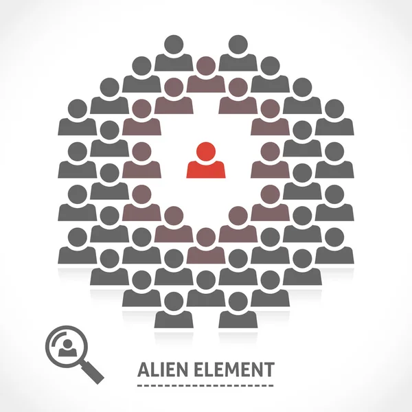 Concepto de elemento alienígena dentro de un equipo — Vector de stock