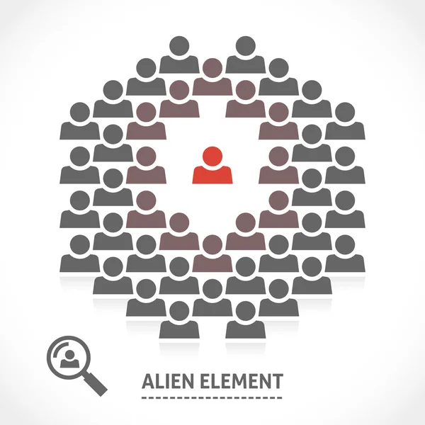 Konsep elemen alien di dalam tim - Stok Vektor