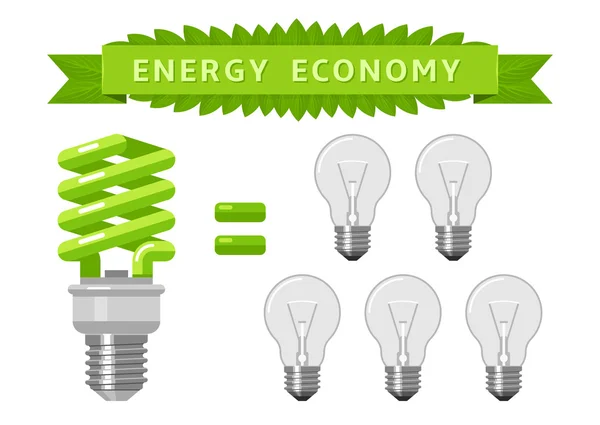 Economía energética eléctrica de las bombillas — Archivo Imágenes Vectoriales