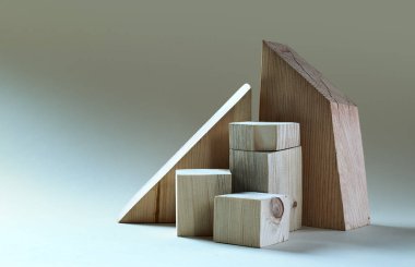 Geometrik şekilli tahta kaldırımlar doğal çam ağacından yapılmıştır..