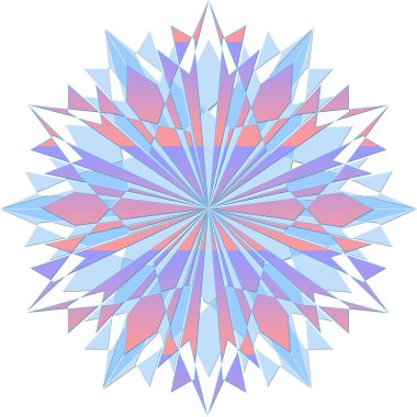 Keskin kenarları ile renkli kristal kar tanesi