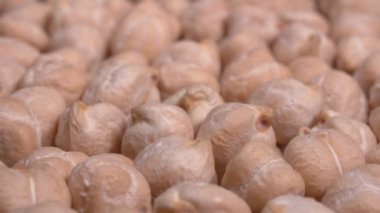 Nohut yakın plan. Makro görüntü. 4K video. Sütunlar.