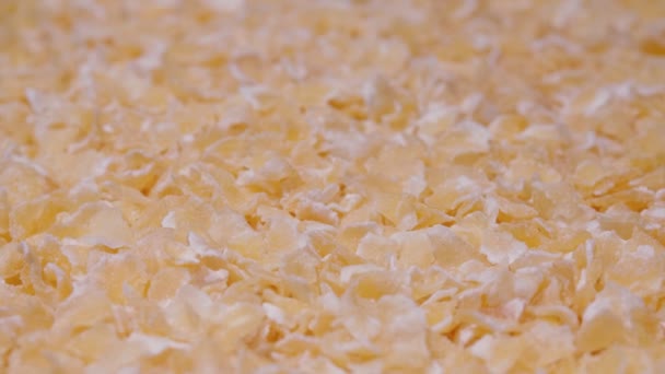 Cornflakes close-up. Instant corn porridge. — Stock Video