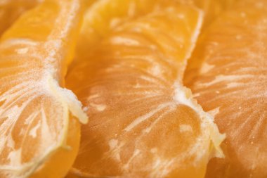 Mandalina dilimleri. Süper makro. Egzotik meyve.