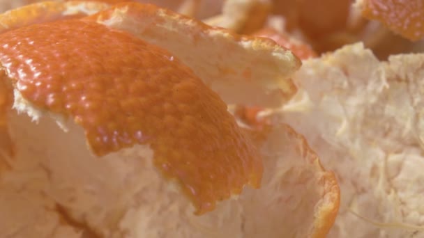 Tangerine peel close-up. Citrus fruits. — Stock Video