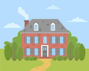 Ağaçlı büyük tuğla ev