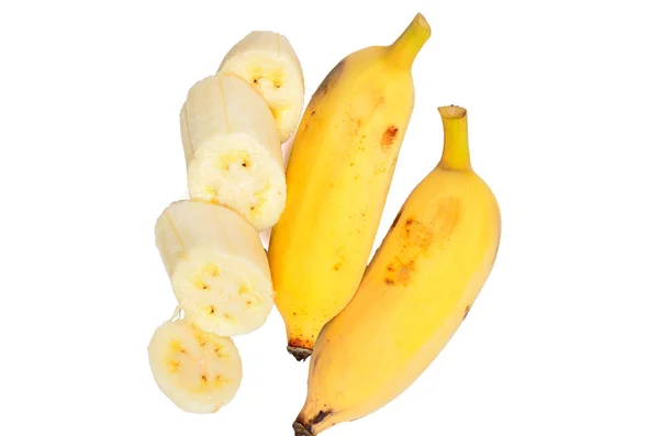 Rijpe bananen geïsoleerd op witte achtergrond — Stockfoto