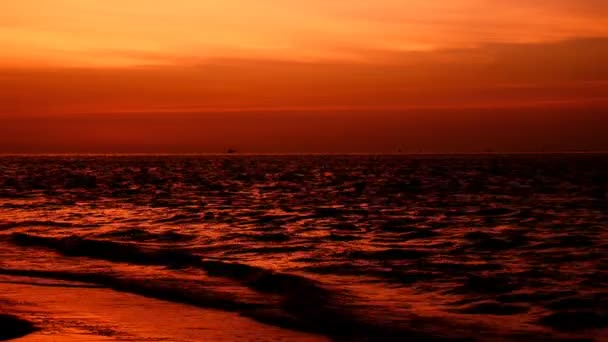 La vague à la plage dans les soirs et les couchers de soleil . — Video