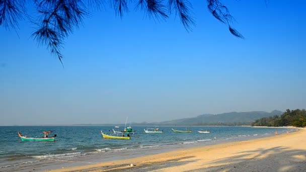 Våg på stranden i Thailand på kvällen — Stockvideo