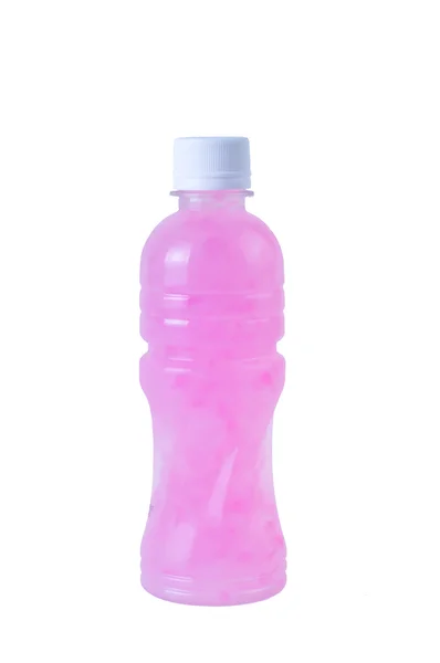 荔枝汁在一瓶和孤立的白色背景上 — 图库照片