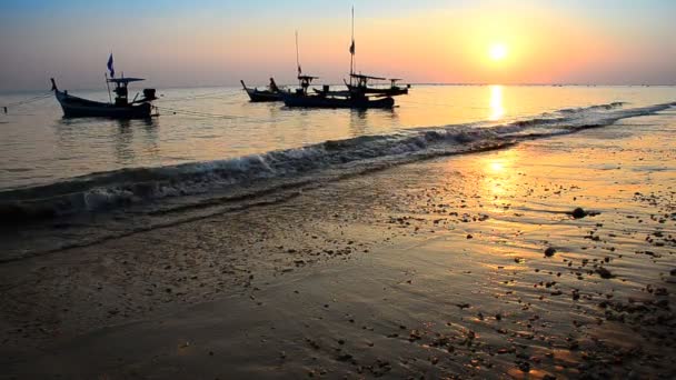 Indah gelombang di pantai di malam hari — Stok Video