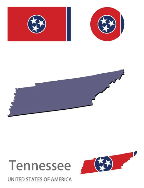 Флаг Силуэт Векторной Иллюстрации Американского Штата Теннесси — стоковый вектор