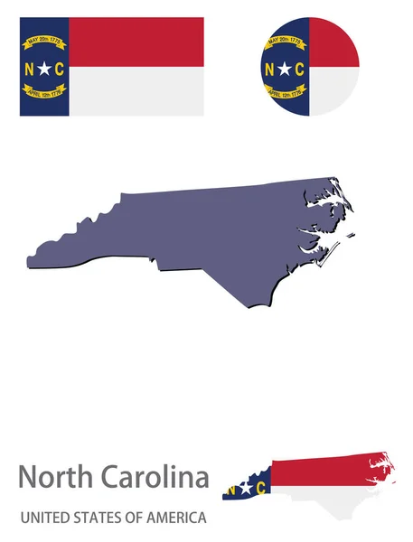 Флаг Силуэт Векторной Иллюстрации Американского Штата Северная Каролина — стоковый вектор