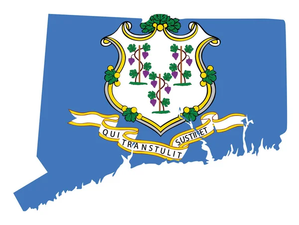 Amerika Nın Connecticut Eyaletinin Bayrak Silueti — Stok Vektör