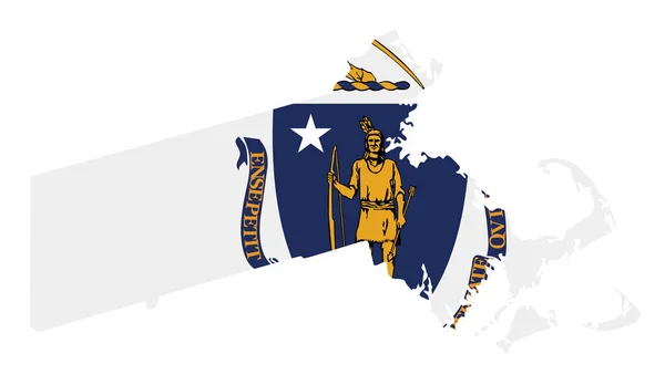 Bandiera Silhouette Dello Stato Americano Del Massachusetts Illustrazione Vettoriale — Vettoriale Stock