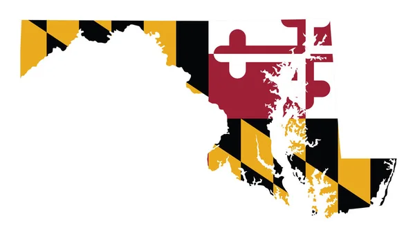 Bandera Silueta Del Estado Americano Maryland Vector Ilustración — Archivo Imágenes Vectoriales