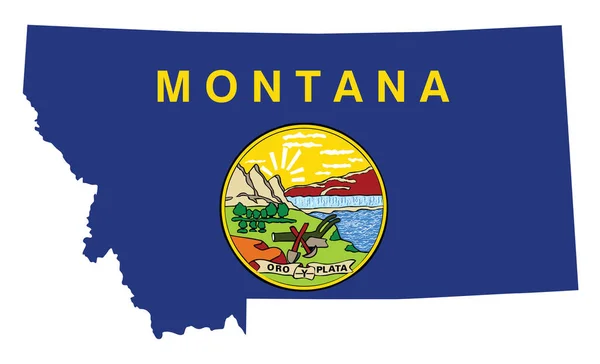 Flagge Und Silhouette Des Amerikanischen Bundesstaates Montana — Stockvektor