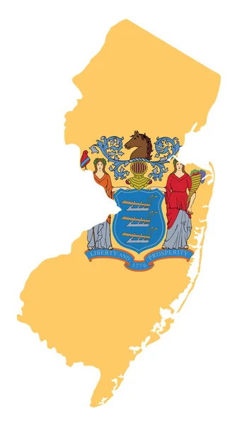 Flagga Och Siluett Den Amerikanska Staten New Jersey Vektor Illustration — Stock vektor