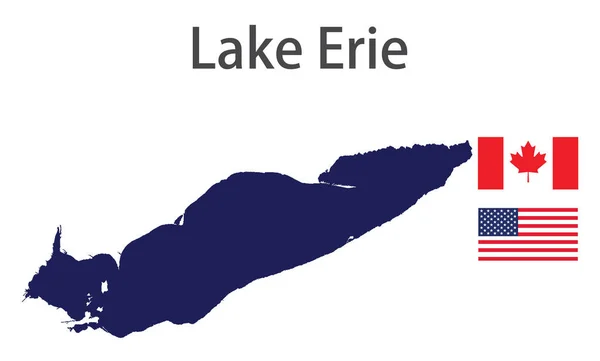 Silhouette Grand Lac Monde Érié Avec Les Drapeaux Des Pays — Image vectorielle