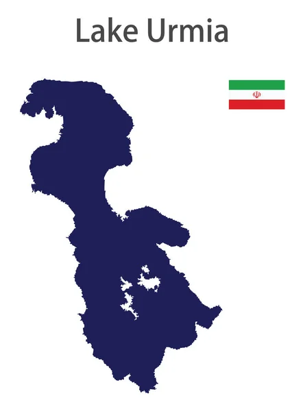 Silhouette Grand Lac Monde Urmia Avec Les Drapeaux Des Pays — Image vectorielle