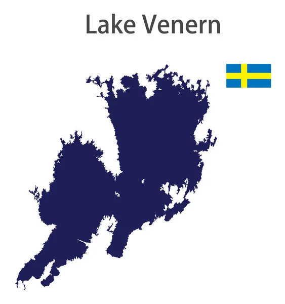 Siluet Dari Sebuah Danau Dunia Yang Besar Venern Dengan Bendera - Stok Vektor