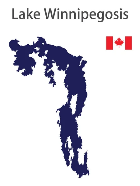 Silhouette Grand Lac Monde Winnipegosis Avec Les Drapeaux Des Pays — Image vectorielle