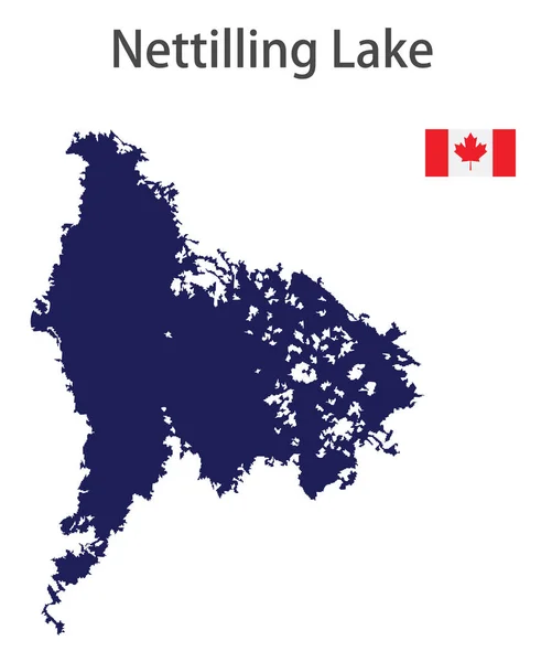 Silhouette Grand Lac Monde Nettilling Avec Les Drapeaux Des Pays — Image vectorielle