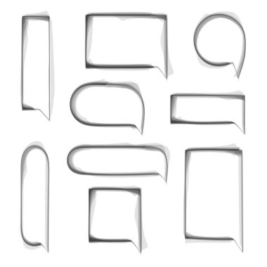 koleksiyon el çizimi çerçeve sınırı, boş konuşma balonu, düşün, konuş, metin kutusu, bayrak, düz, tasarım, vektör illüstrasyonu