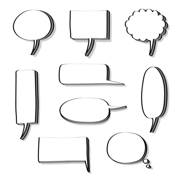 Sammlung Von Handgezeichneten Leeren Sprechblase Ballon Denken Sprechen Reden Textbox — Stockvektor