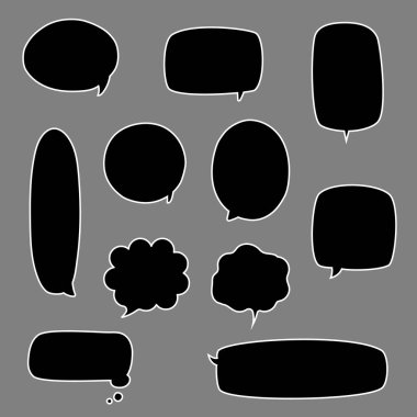 boş konuşma balonu koleksiyonu, düşünün, konuşun, metin kutusu, pankart, düz, tasarım, vektör illüstrasyonu
