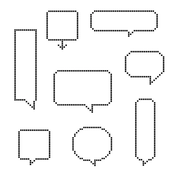 Gyűjtemény Készlet Retro Játék Bites Vonal Pixel Beszéd Buborék Léggömb — Stock Vector