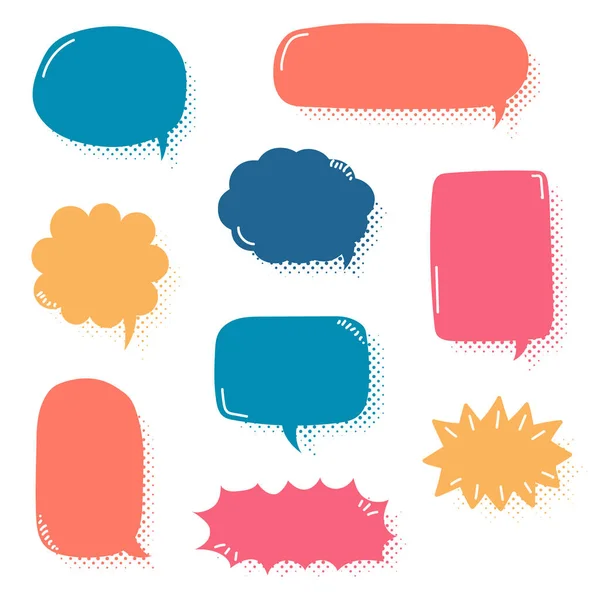 Collection Set Pop Art Polka Dots Half Tone Speech Bubble — Stockvector