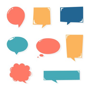 koleksiyon el çizimi çerçeve sınırı, boş konuşma balonu, düşün, konuş, metin kutusu, bayrak, düz, tasarım, vektör illüstrasyonu
