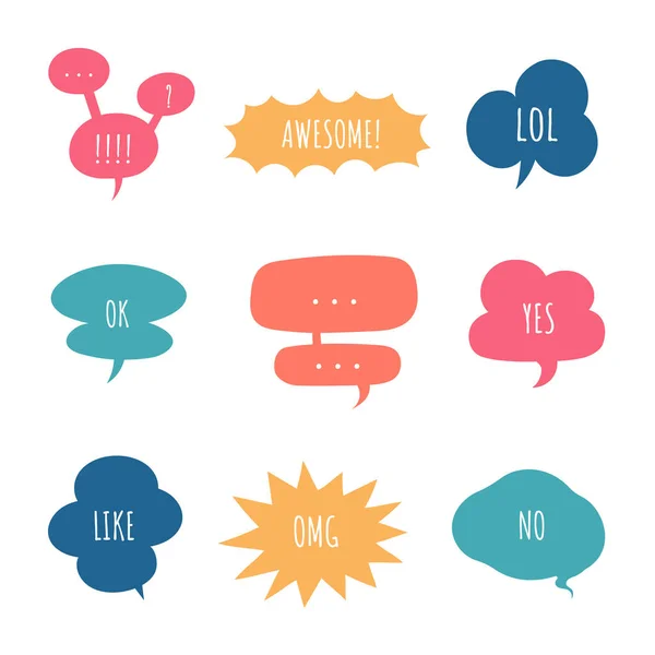 Collection Set Hand Drawing Frame Border Speech Bubble Balloon Think — Stock Vector