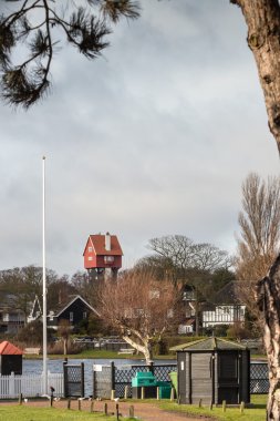 Thorpeness Boating Lake, House and Sign clipart