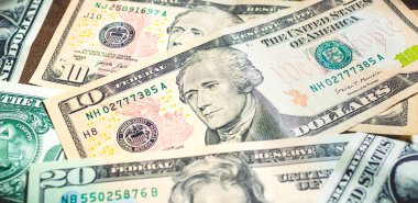 United States dollar banknotes in macro photography. Economy and finance concept.