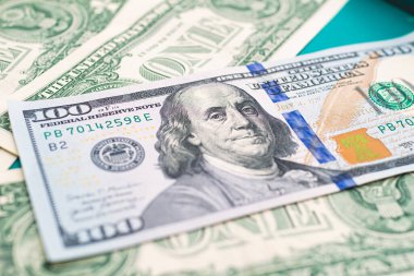 United States dollar banknotes in macro photography. Economy and finance concept.