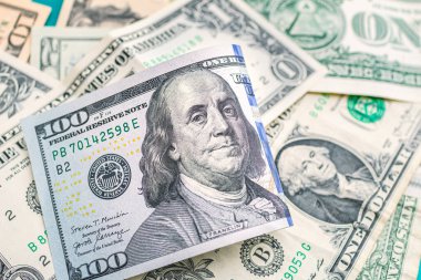 United States dollar banknotes in macro photography. Economy and finance concept.