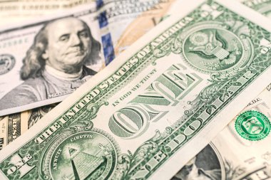 United States dollar banknotes in macro photography. Economy and finance concept.
