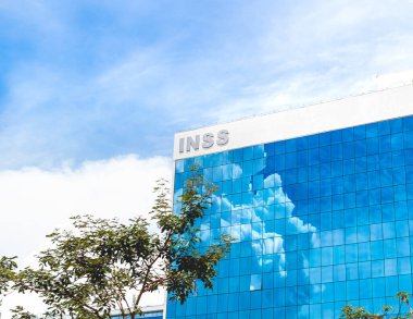 Brasilia, Federal District - Brazil. January, 10, 2021. Facade of the headquarters building of the National Social Security Institute - INSS, in the city of Brasilia, Brazilian capital.