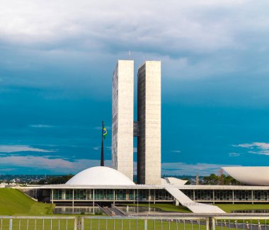 Brasilia, Federal Bölge, Brezilya. 14 Ağustos 2022. Brezilya Ulusal Kongresi. Bina Oscar Niemeyer tarafından tasarlandı. Milletvekilleri Meclisi ve Federal Senato 'da kurulmuştur..