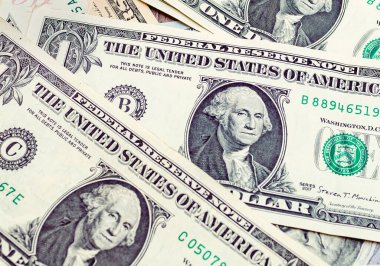 Money, US dollar banknotes background. One dollar banknotes in close-up. Photography for Finance and Economy concept.