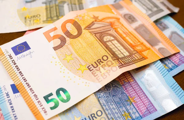 Argent Euro Eur Billets Euros Gros Plan Concept Finances Économie — Photo