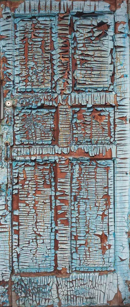 Uma Velha Porta Madeira Azul Textura Porta Com Tinta Caindo — Fotografia de Stock