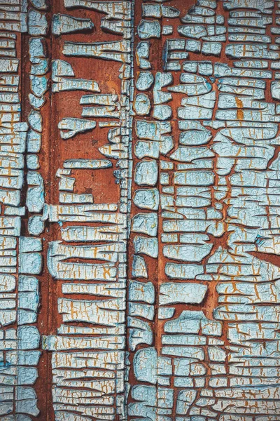 Fragment Drewnianych Drzwi Bliska Stara Farba Pęknięcia Starej Farbie Pęknięta — Zdjęcie stockowe