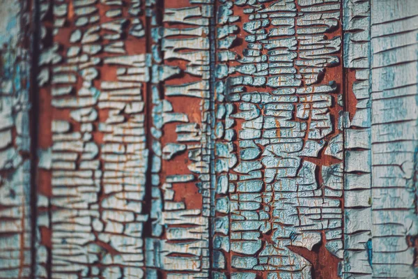 클로즈업 조각이야 페인트 페인트의 갈라진 표면에 페인트가 균열의 질감이요 나무의 — 스톡 사진